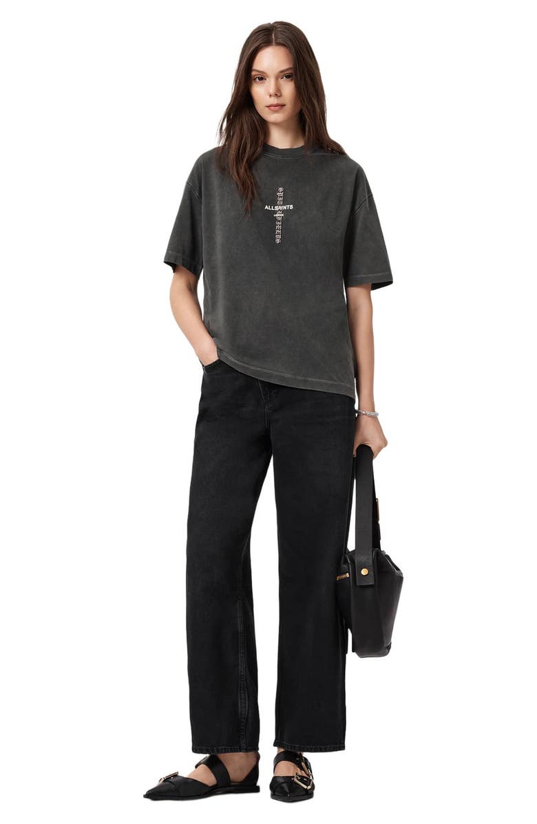AllSaints Knox Etta Cotton Graphic T-Shirt, Alternate, color, Washed Black