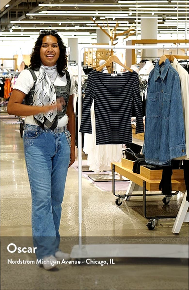 Stripe Rib Scoop Neck Knit Top, sales video thumbnail