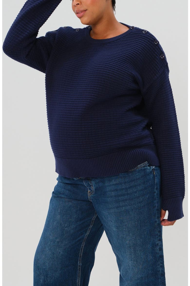 Women's Maternity & Nursing Sweater with Button Detail & Hidden Thumbhole Feature, Alternate, color, Blue