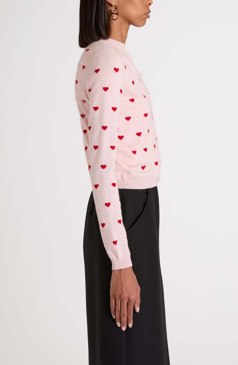 Valentino Garavani Heart Jacquard Cashmere Cardigan, Alternate, color, Rose/ Silver