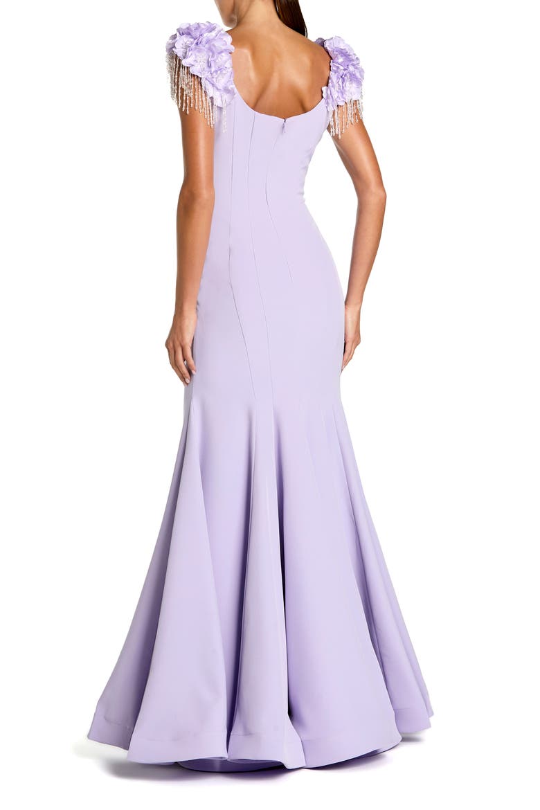 Scoop Neck Mermaid Gown With Embellished Sleeves, Alternate, color, Lilac