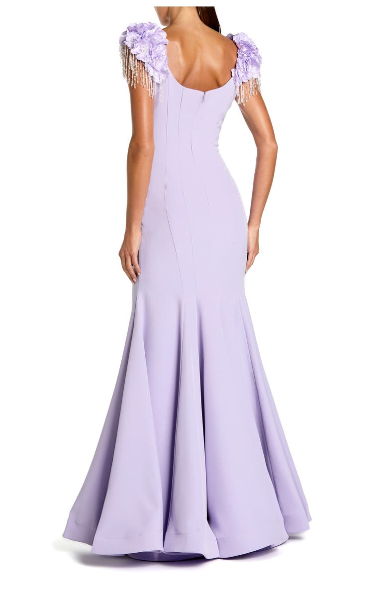 Mac Duggal Scoop Neck Mermaid Gown With Embellished Sleeves, Alternate, color, Lilac