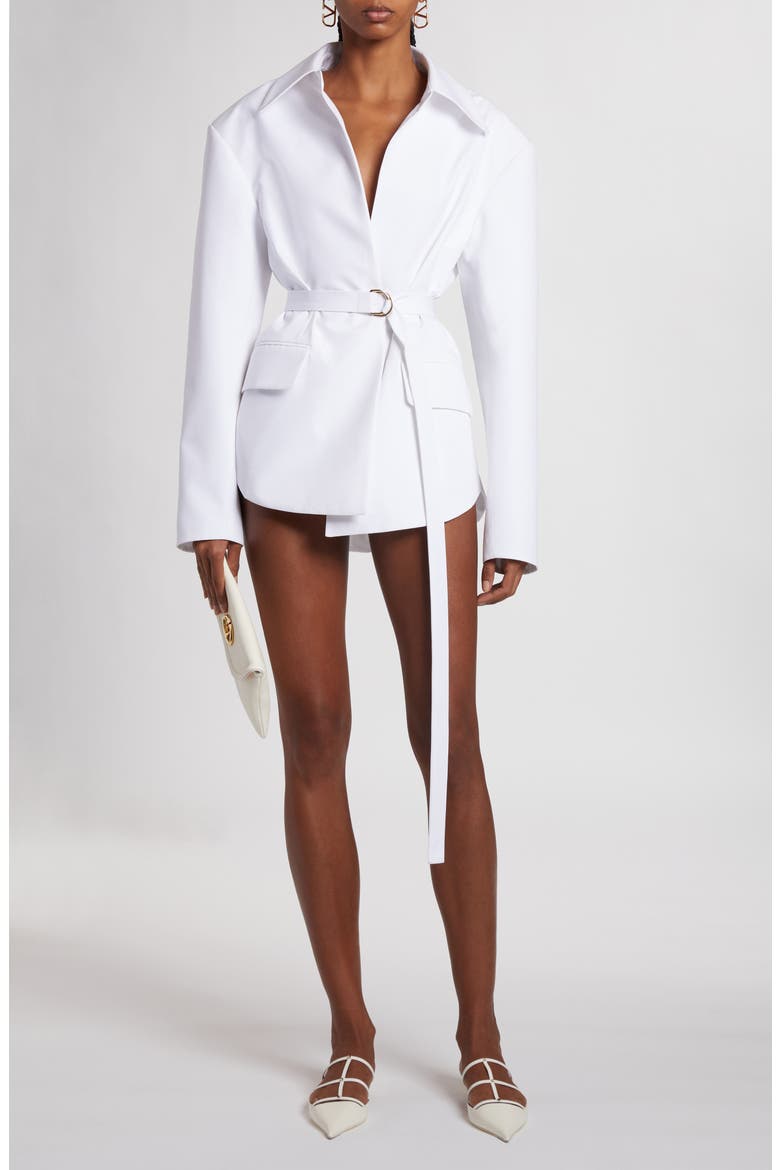 Belted Cotton Wrap Jacket, Main, color, BIANCO OTTICO