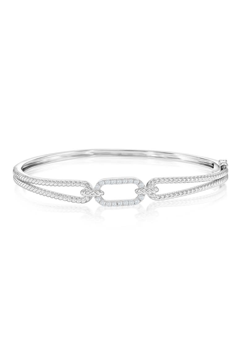 Cubic Zirconia Rope Bangle Bracelet, Main, color, SILVER
