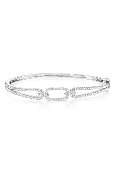 Cubic Zirconia Rope Bangle Bracelet