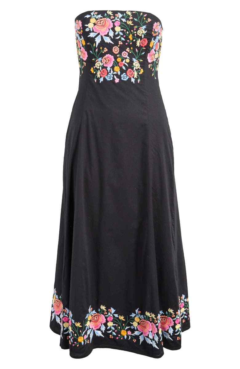 Nobody's Child Alpha Embroidered Strapless Midi Dress, Alternate, color,