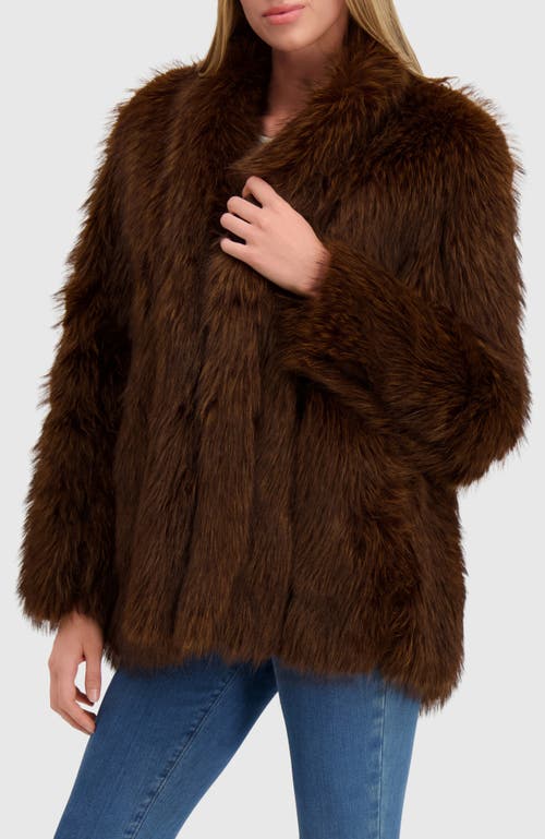 Lyla Grant Fur-free Fox (faux Fur) Jacket In Brown