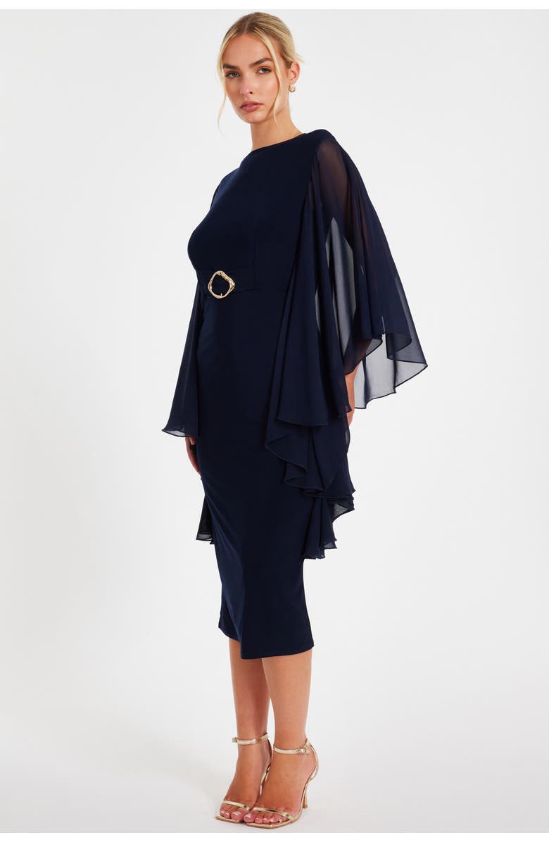 QUIZ Chiffon Frill Midi Dress, Alternate, color,