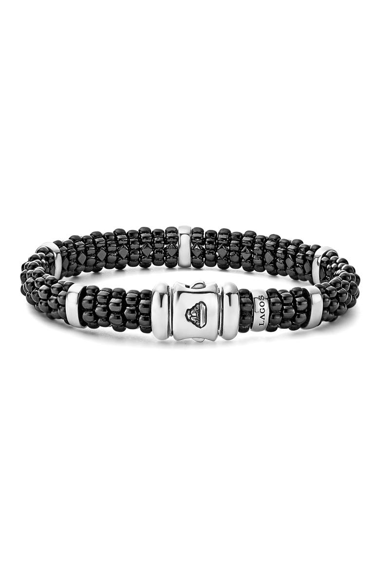 Black Caviar Station Bracelet, Alternate, color, BLACK/ SILVER/ GOLD