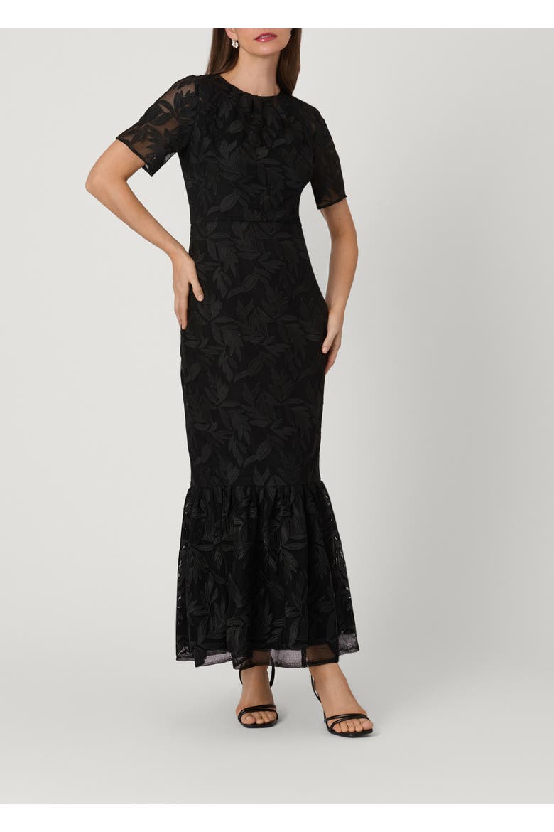 Midnight Basketweave Lace Montague Dress, Main, color, Jet