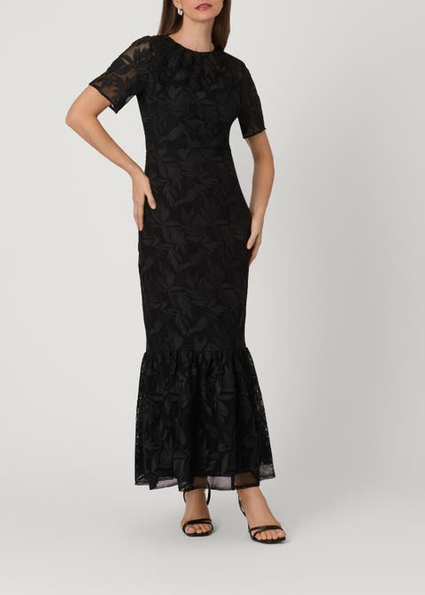 Midnight Basketweave Lace Montague Dress