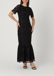 Shoshanna Midnight Basketweave Lace Montague Dress