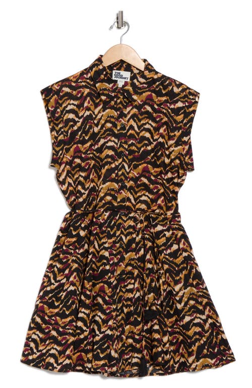 The Good Journey Tie Waist Cotton Shirtdress In Gold