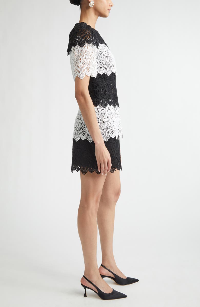 Carolina Herrera Colorblock Lace Minidress, Alternate, color, Black/ White