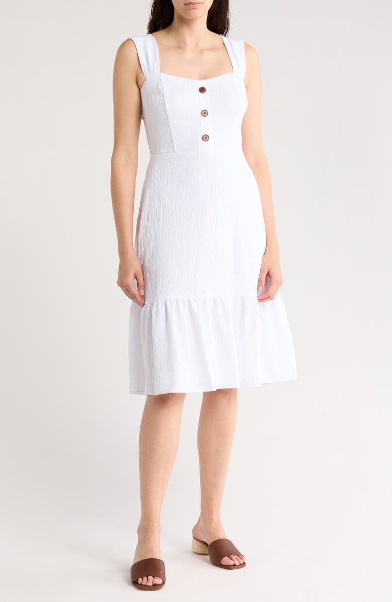 Eliza J Button Front A-Line Midi Dress, Main, color, 