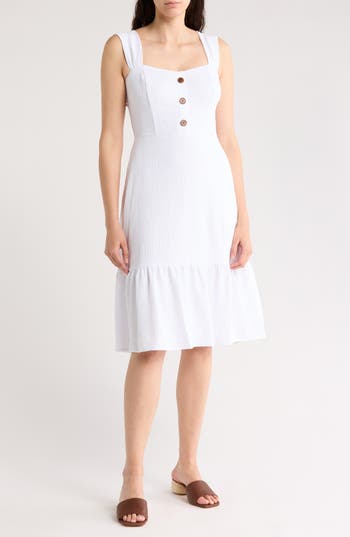 ELIZA J ELIZA J BUTTON FRONT A-LINE MIDI DRESS 