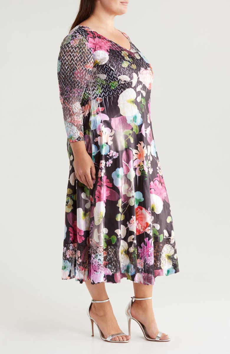 Komarov Lace Sleeve Charmeuse Cocktail Dress, Alternate, color, 