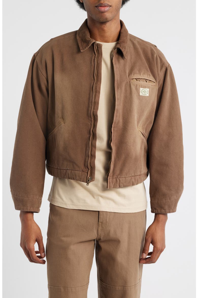 Wordmark Cotton Canvas Work Jacket, Main, color, BROWN