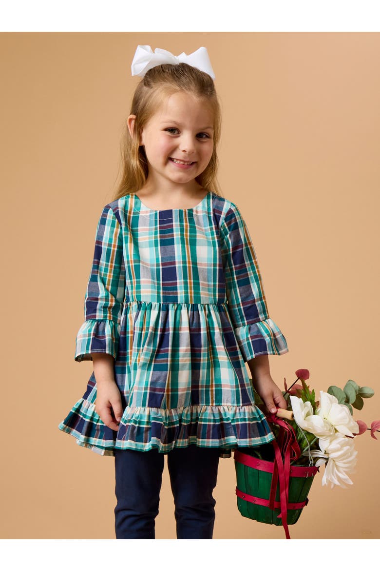 Baby Girls High Low Ruffle Tunic, Alternate, color, Forrest Plaid