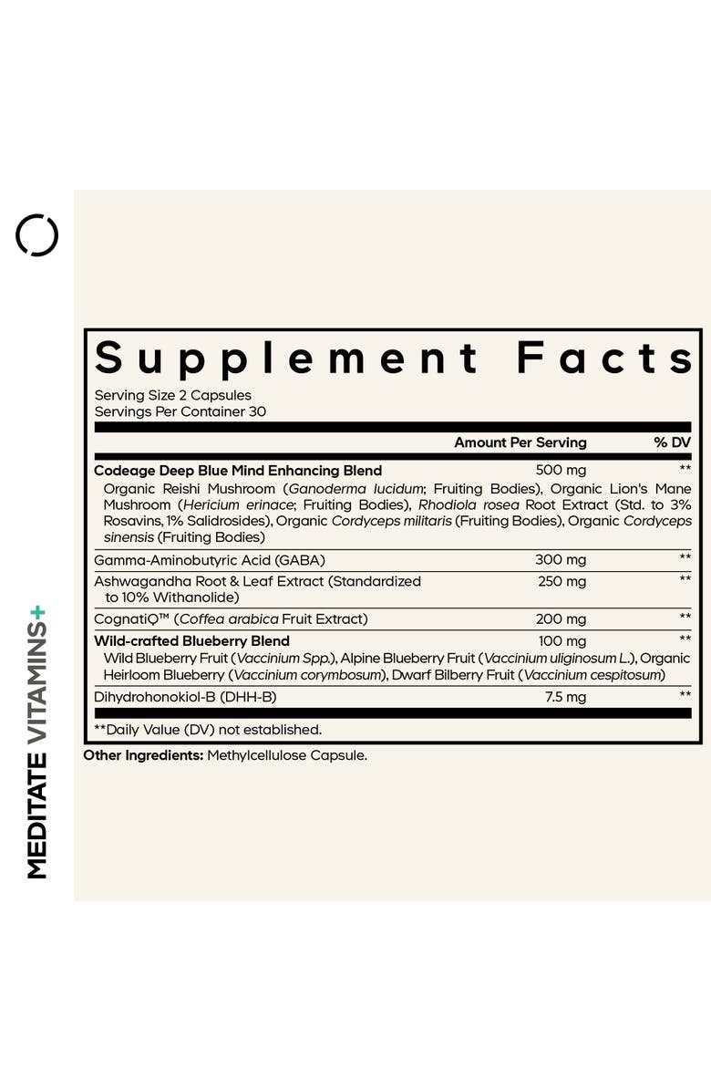 Codeage Meditate - GABA, NeuroFactor, Ashwagandha & DHH-B Supplement, Alternate, color, White