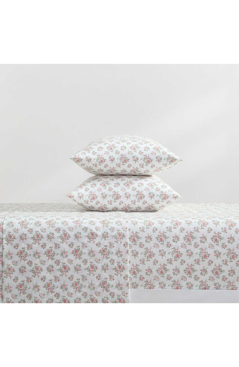 Laura Ashley Leanna Rose 200 Thread Count Cotton Percale Sheet Set, Alternate, color, Pink