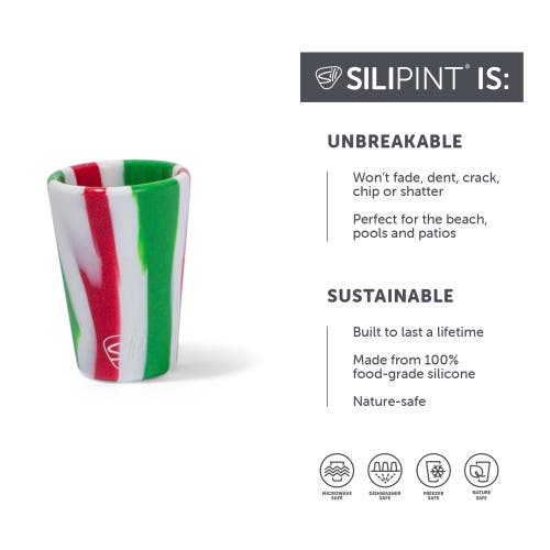 Silipint Silicone 1.5oz Shot Glasses 6 Pack 3 Poinsettia & 3 Peppermint