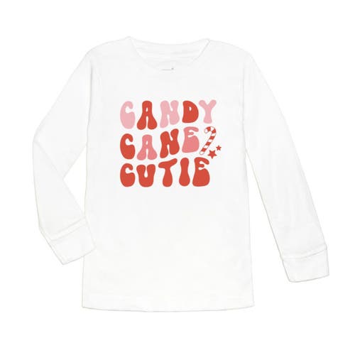 Sweet Wink Candy Cane Cutie Christmas Long Sleeve Shirt In White