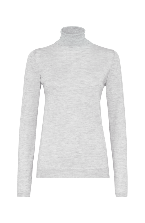 Brunello Cucinelli Cashmere-silk Glitter Turtleneck Sweater In Pebble