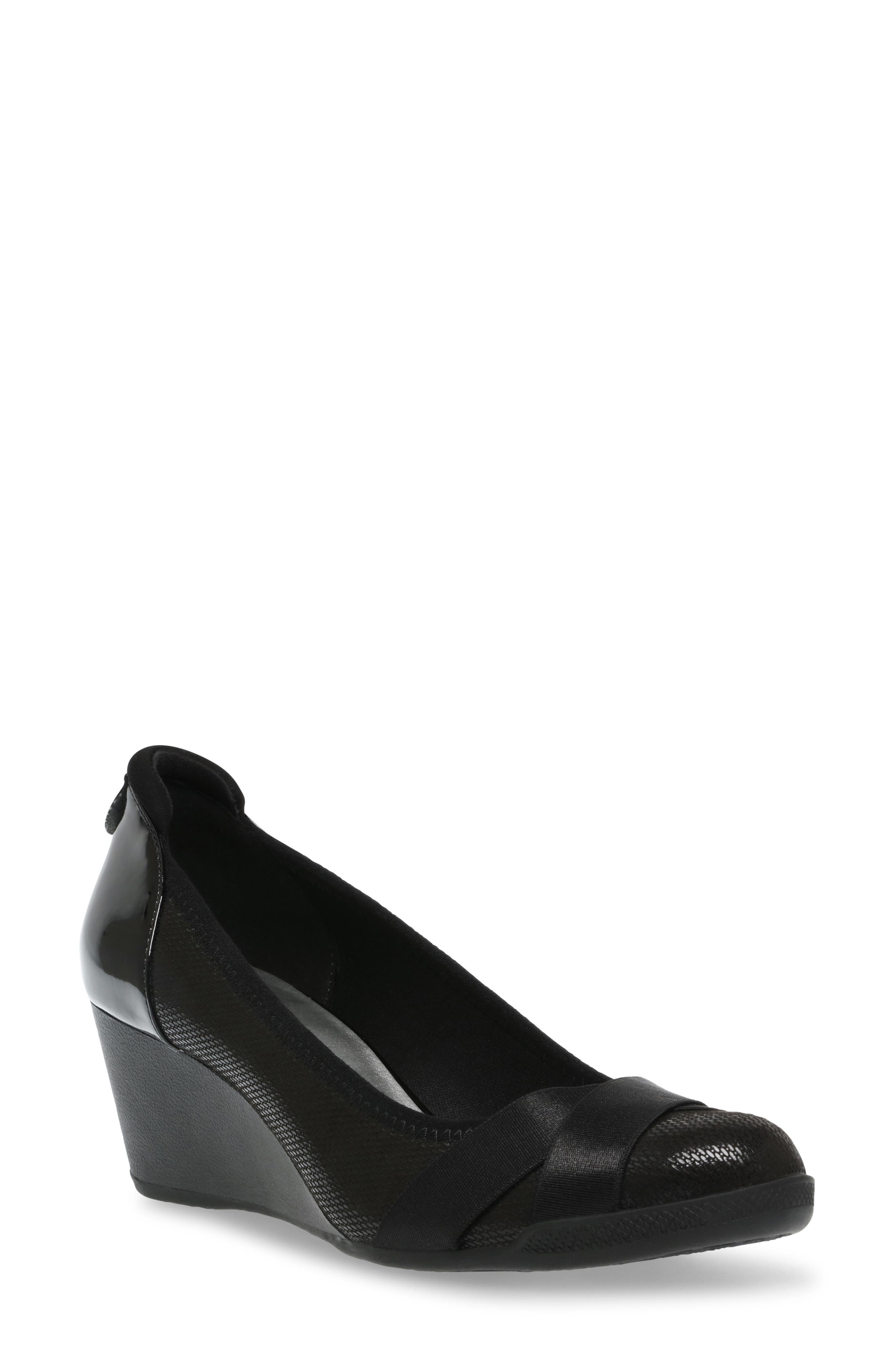 Anne Klein Timeout Wedge Pump, Main, color, Black Fabric