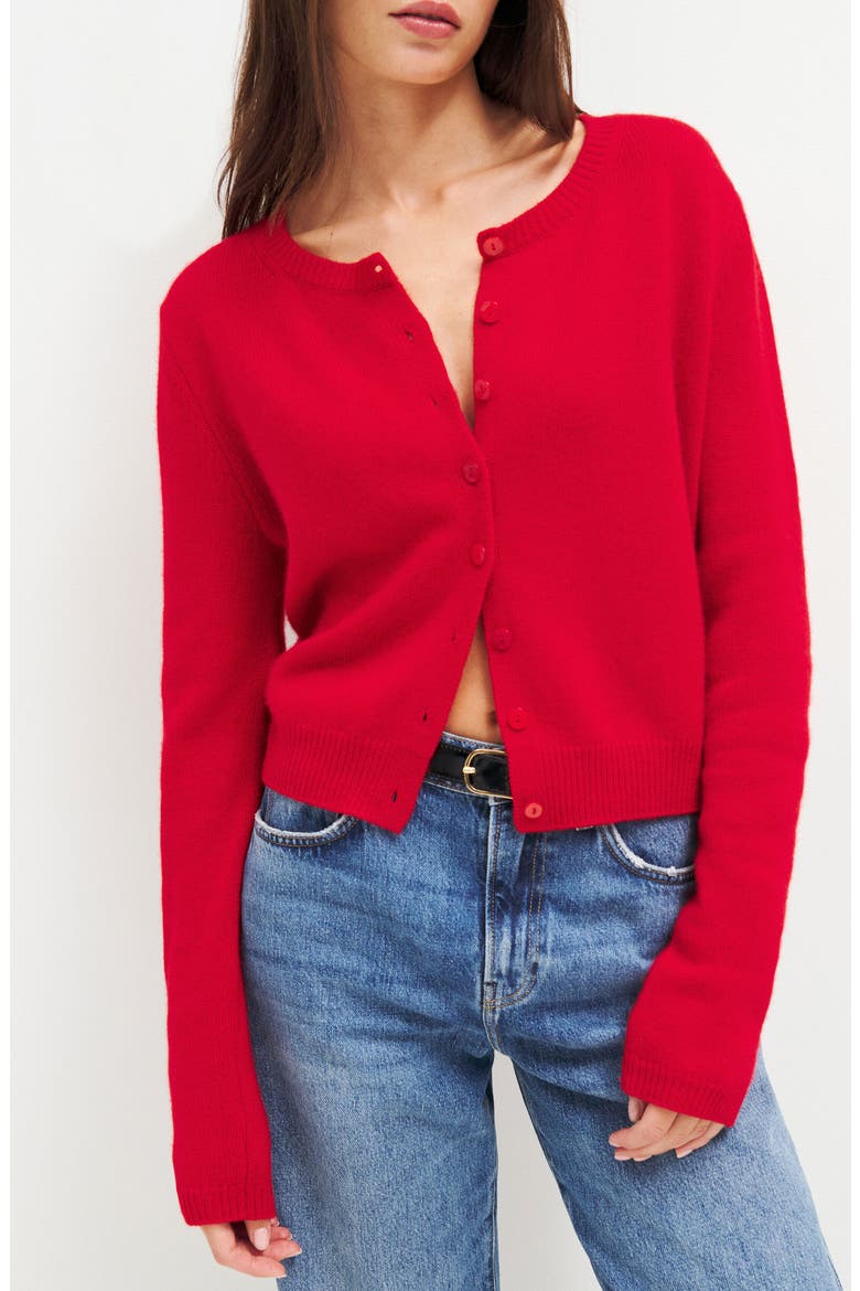 Clara Cashmere Crew Cardigan, Main, color, CHERRY