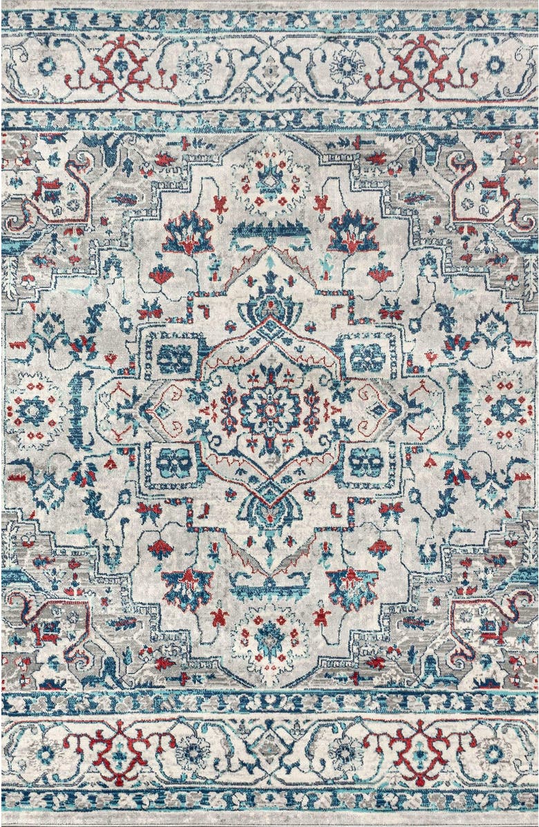 JONATHAN Y Modern Persian Vintage Medallion Area Rug, Main, color, Light Gray/Blue