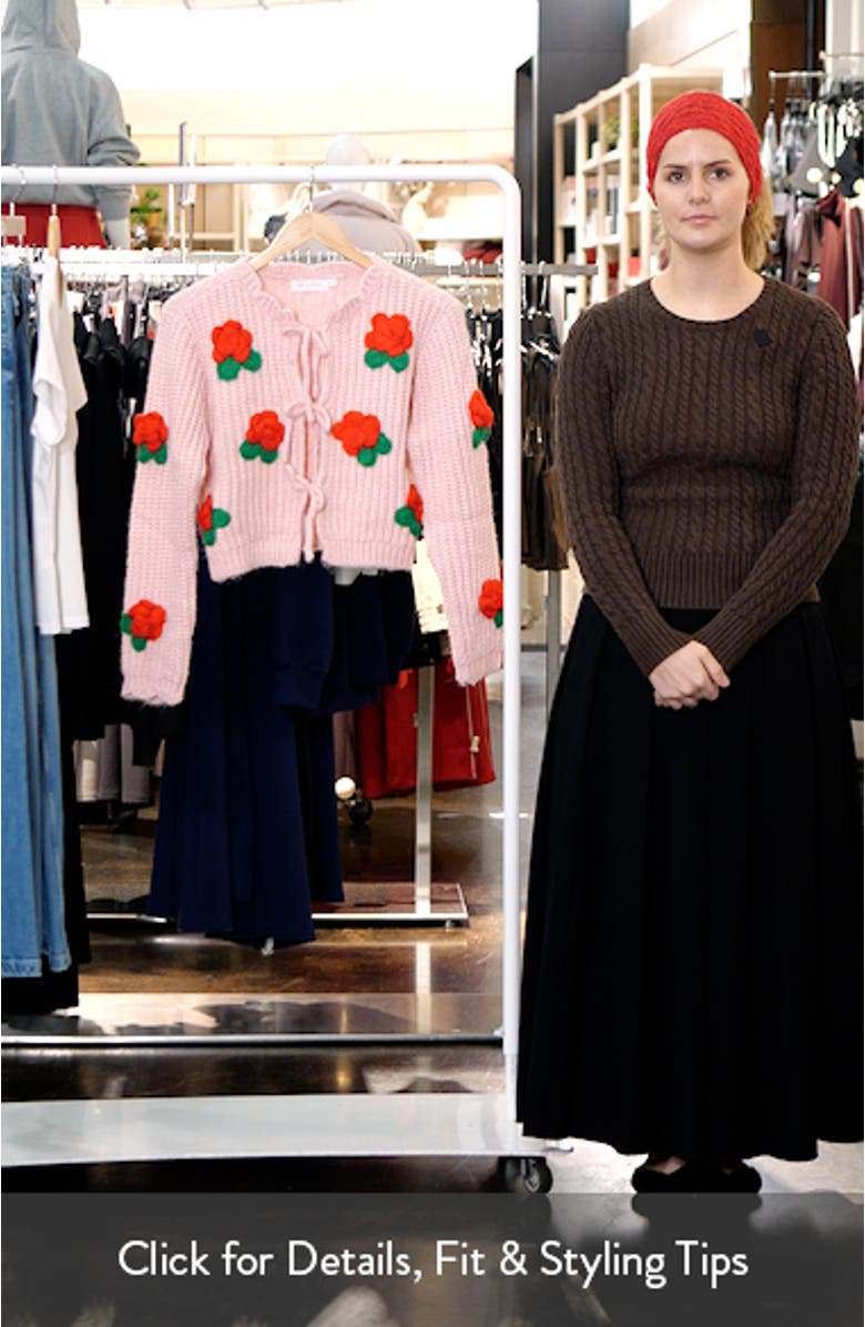 3D Flower Chunky Tie Front Cardigan, sales video thumbnail