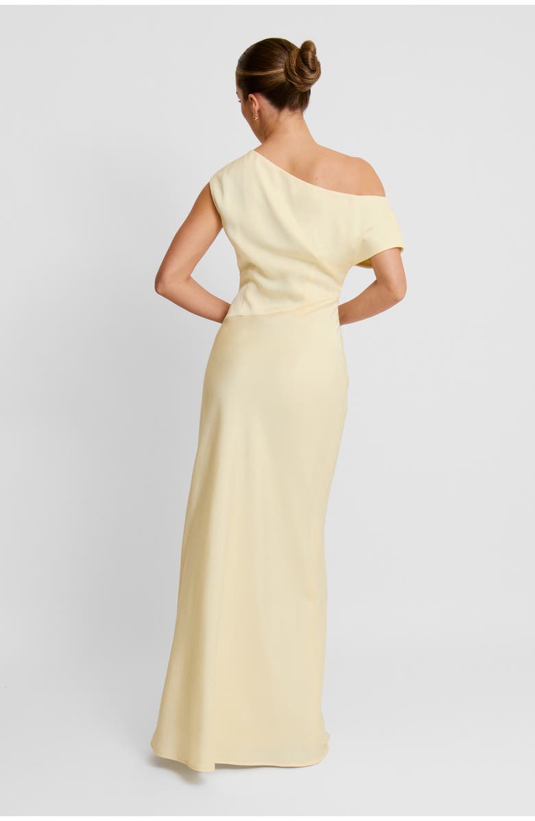 Six Stories Asymmetric Satin Bridesmaid Dress, Alternate, color, Lemon