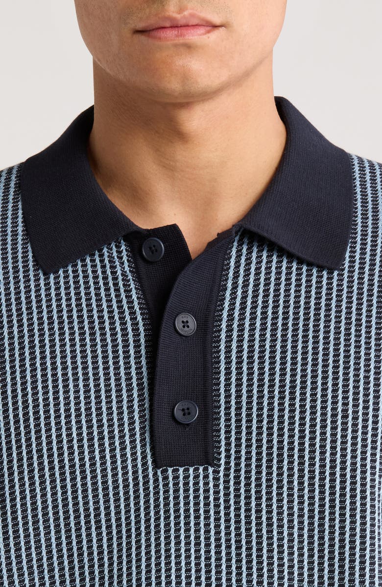 Wax London Turin Ladder Stripe Polo, Alternate, color, Navy