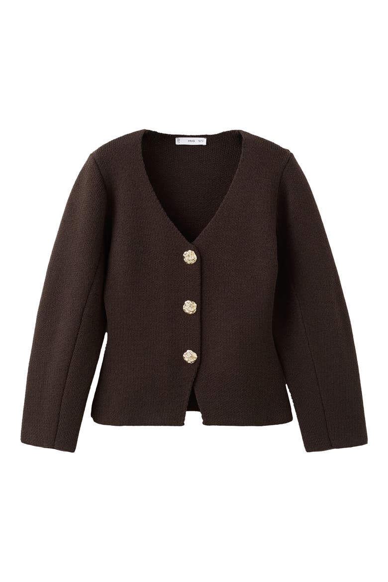 V-Neck Cardigan, Main, color, CHOCOLATE