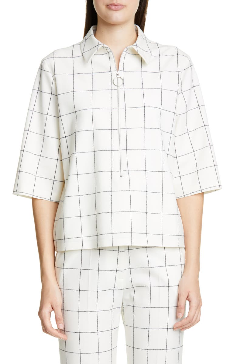 PARTOW Hewitt Half-Zip Check Top, Main, color, 