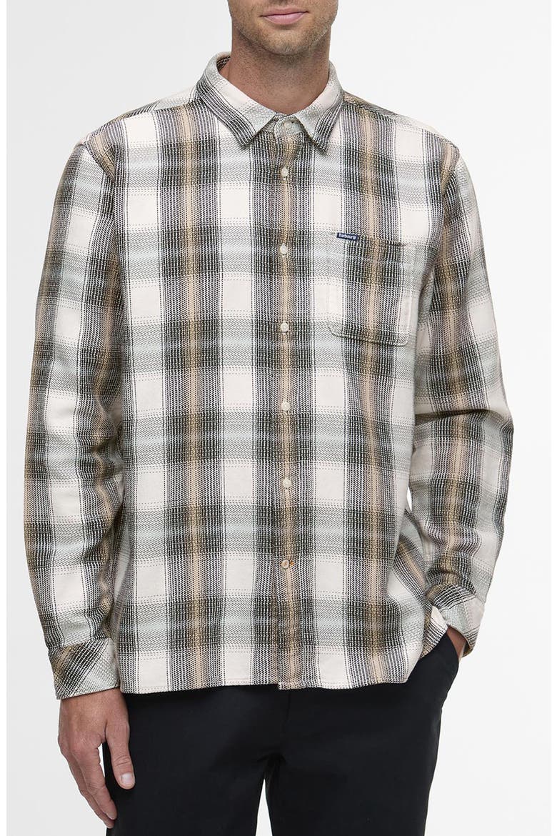 Hawthorn Plaid Brushed Cotton Button-Up Shirt, Main, color, WHISPER WHITE