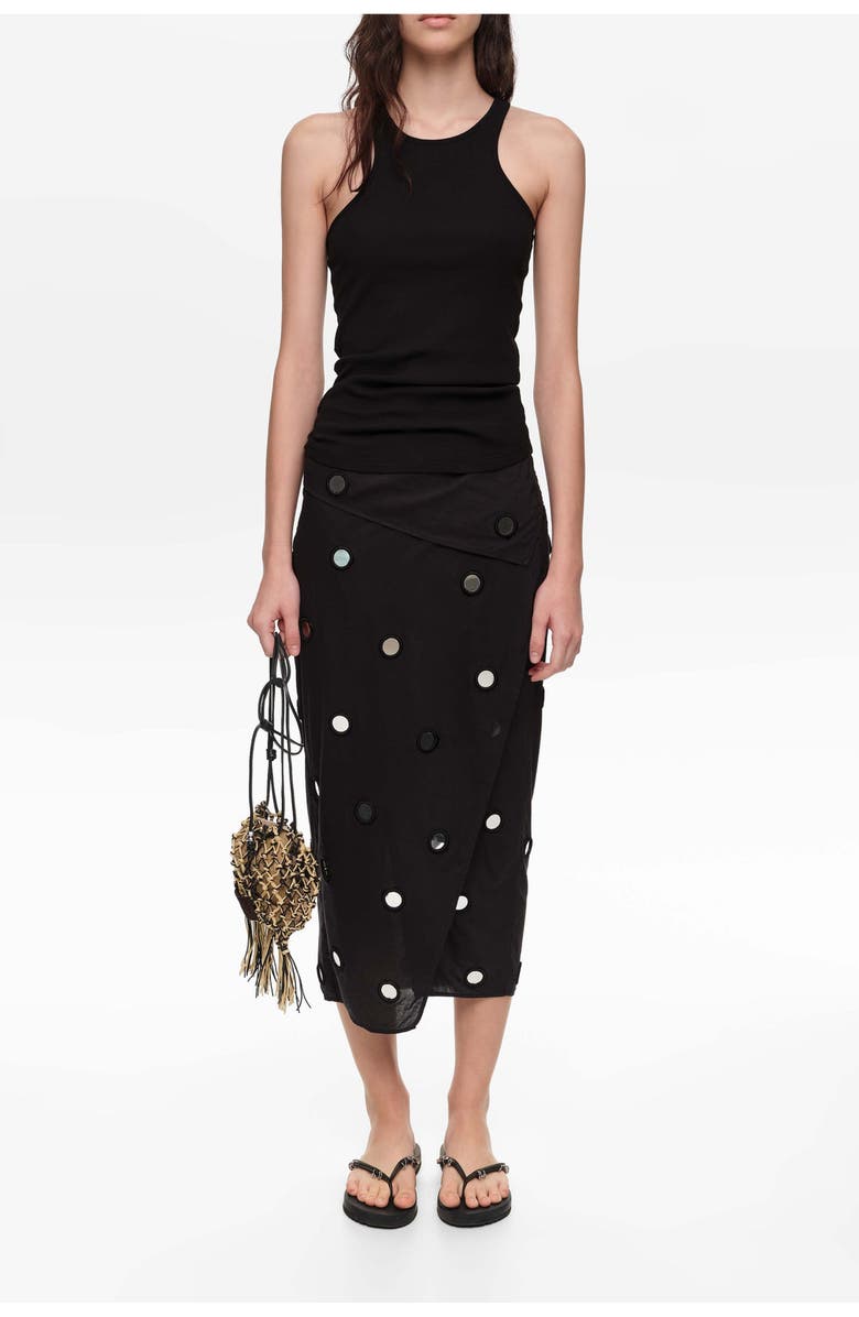 Bimba y Lola Mirrored Sarong Midi Skirt, Main, color, Black