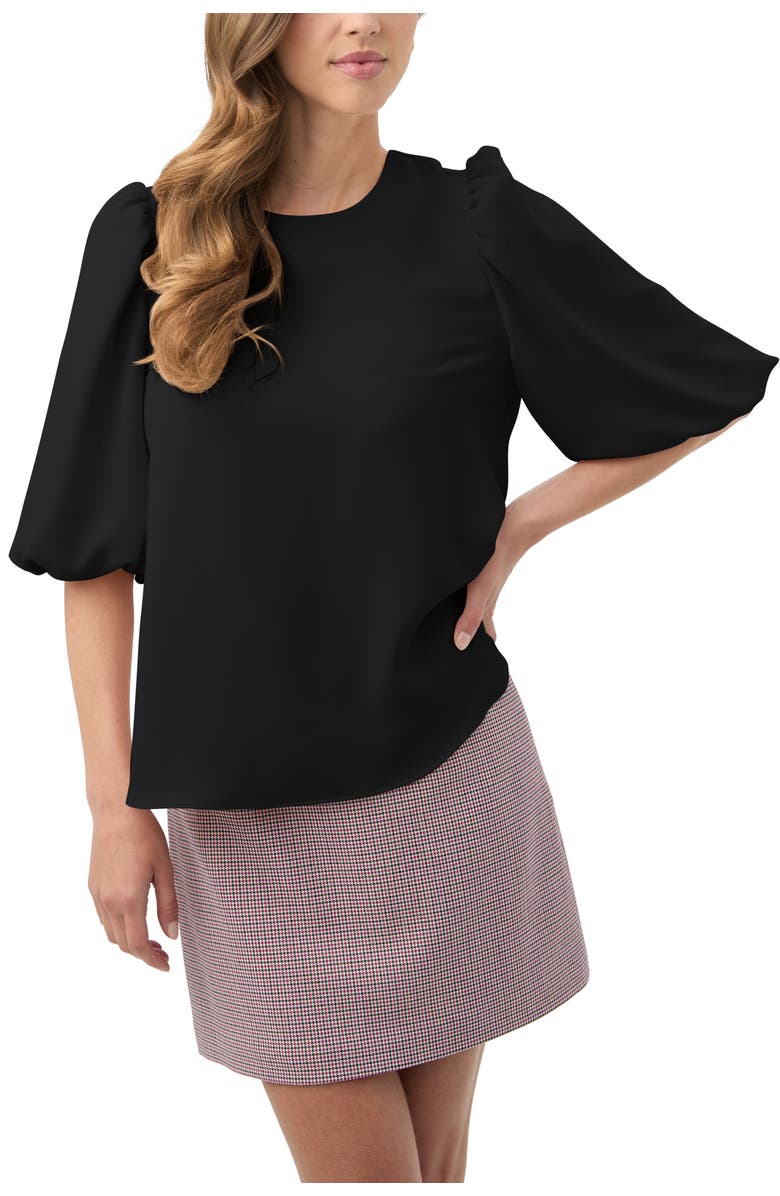 Trina Turk Magnolia Puff Sleeve Top, Alternate, color, Black