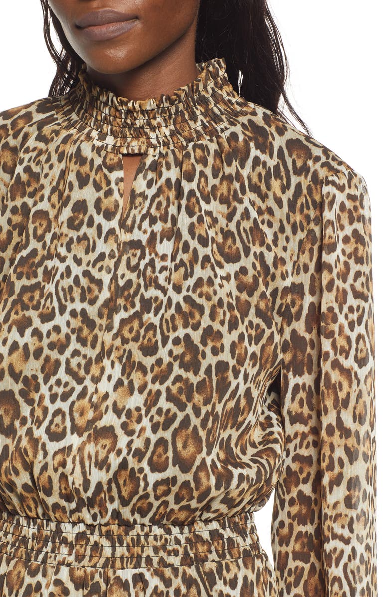 Charles Henry Smocked Cutout Long Sleeve Minidress, Alternate, color,