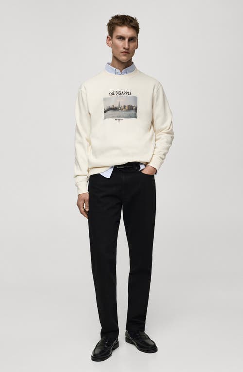 Mango The Big Apple Fleece Graphic Sweatshirt In Beige