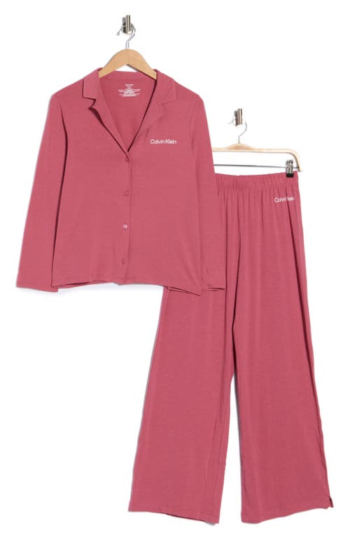 Calvin Klein Logo Long Pajamas In Pink