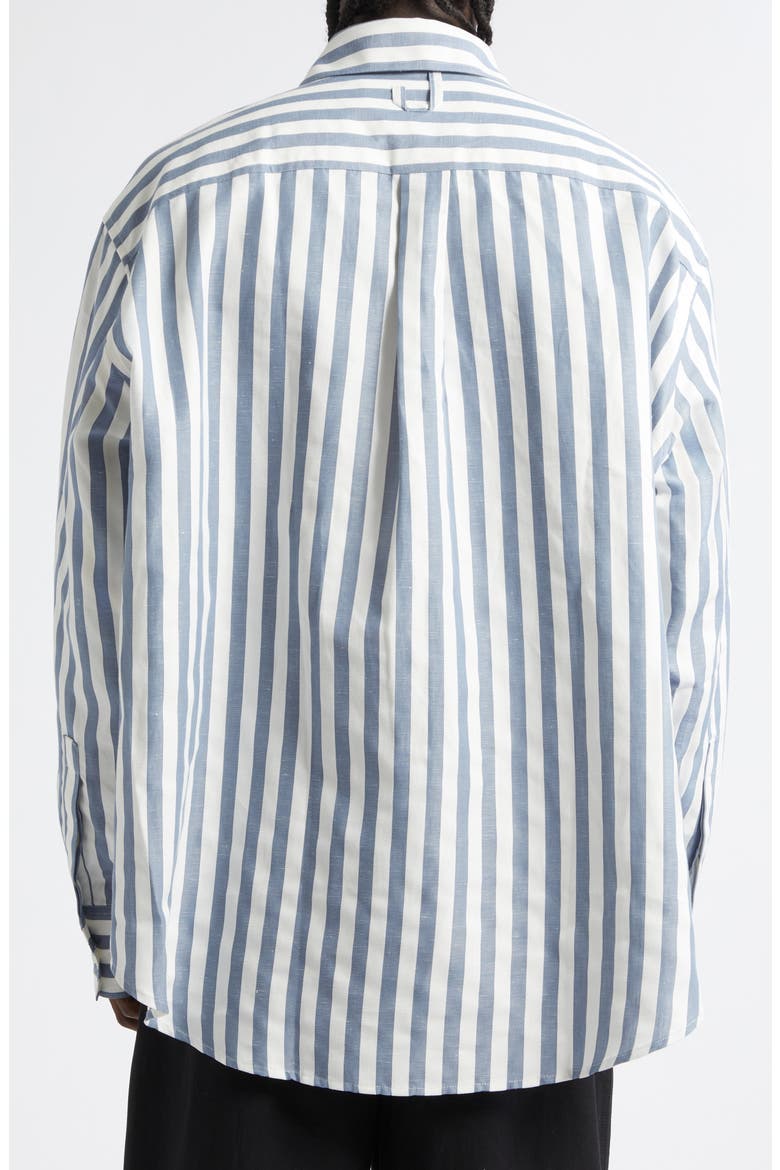 La Chemise Voilier Stripe Cotton & Linen Button-Up Shirt, Alternate, color, JACQUARD STRIPES BLUE