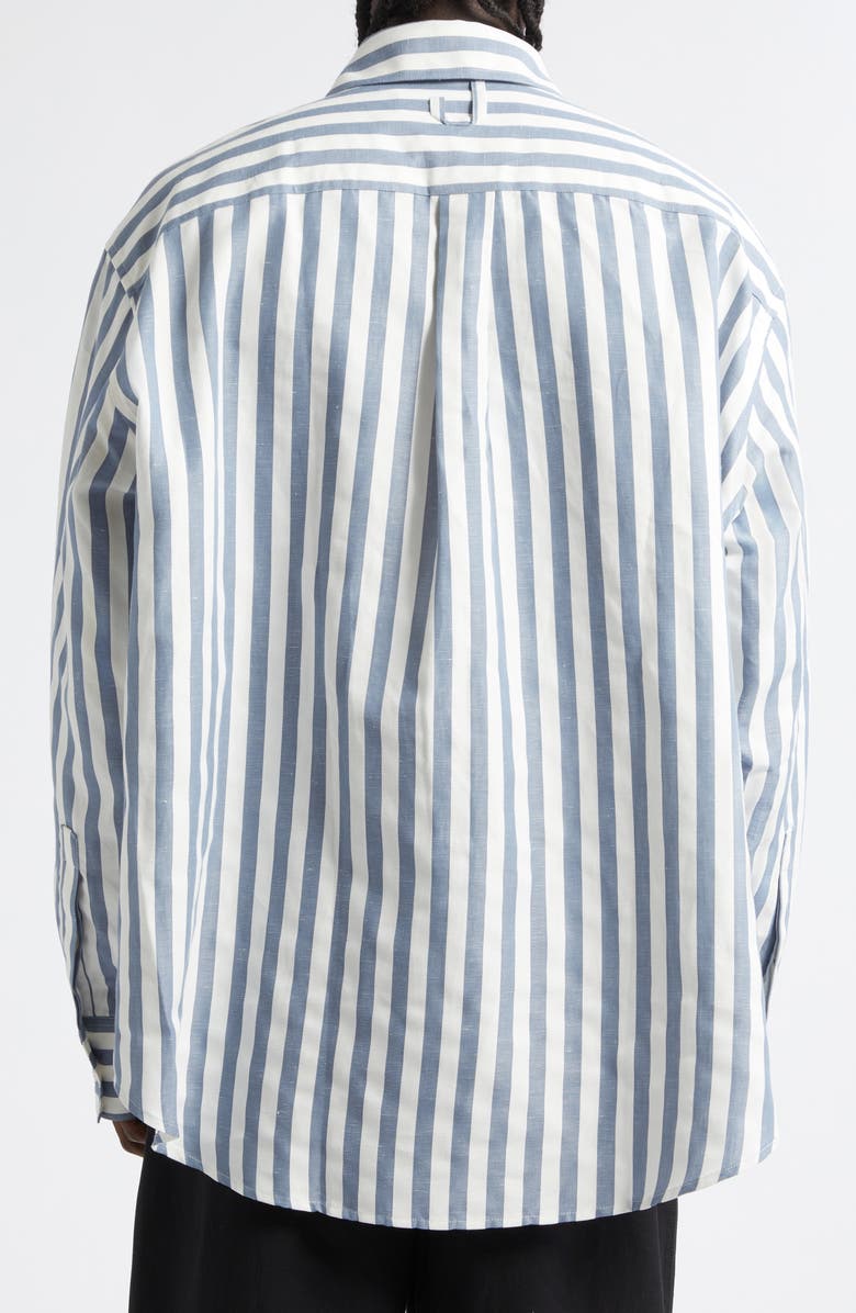 Jacquemus La Chemise Voilier Stripe Cotton & Linen Button-Up Shirt, Alternate, color, Jacquard Stripes Blue