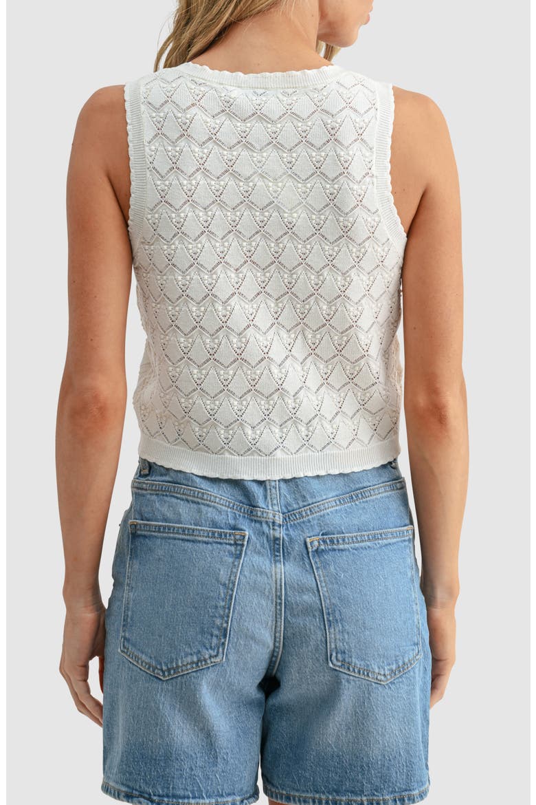 Pointelle Button Front Sweater Tank, Alternate, color, CREAM