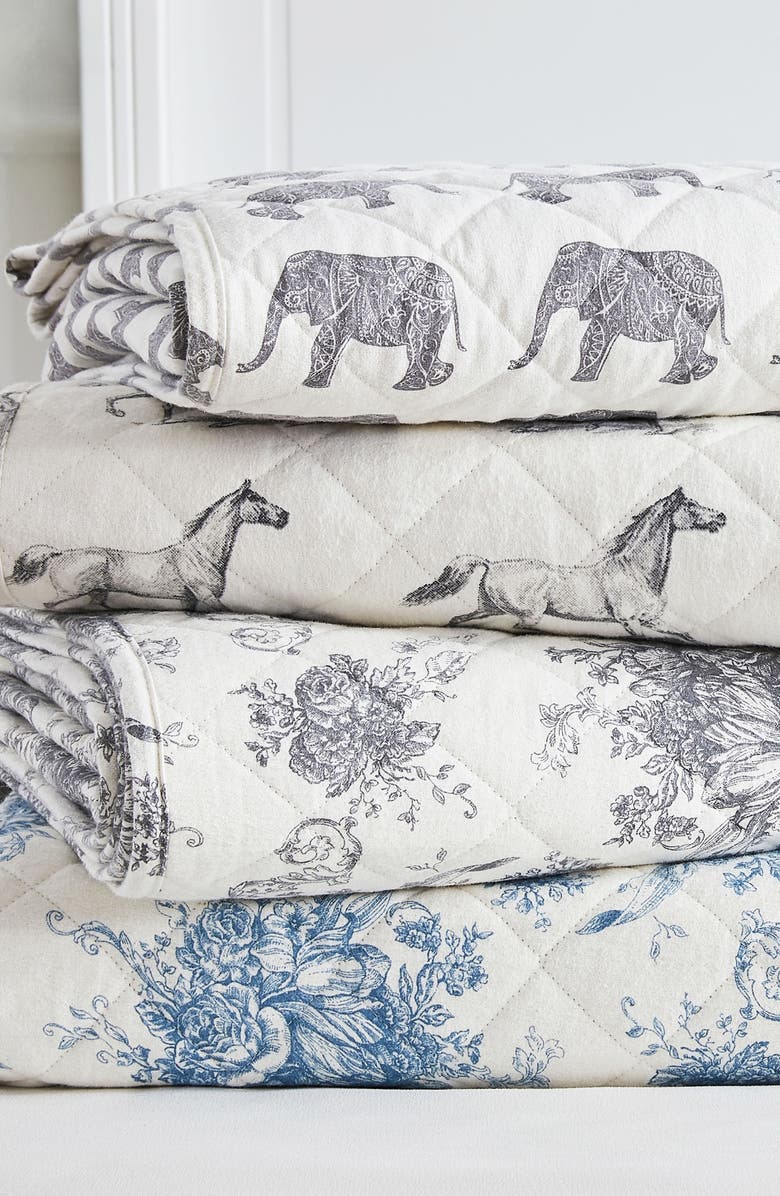 MELANGE HOME Petit Toile Flannel Quilt Set, Alternate, color, Grey