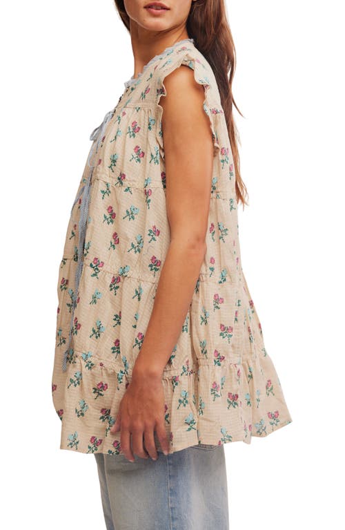 Free People Sundown Print Tunic Dress In Ivory Combo