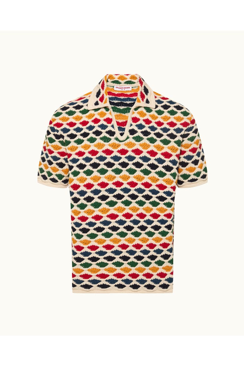 Batten Crochet Polo Fairground Polo Shirt, Alternate, color, Multi