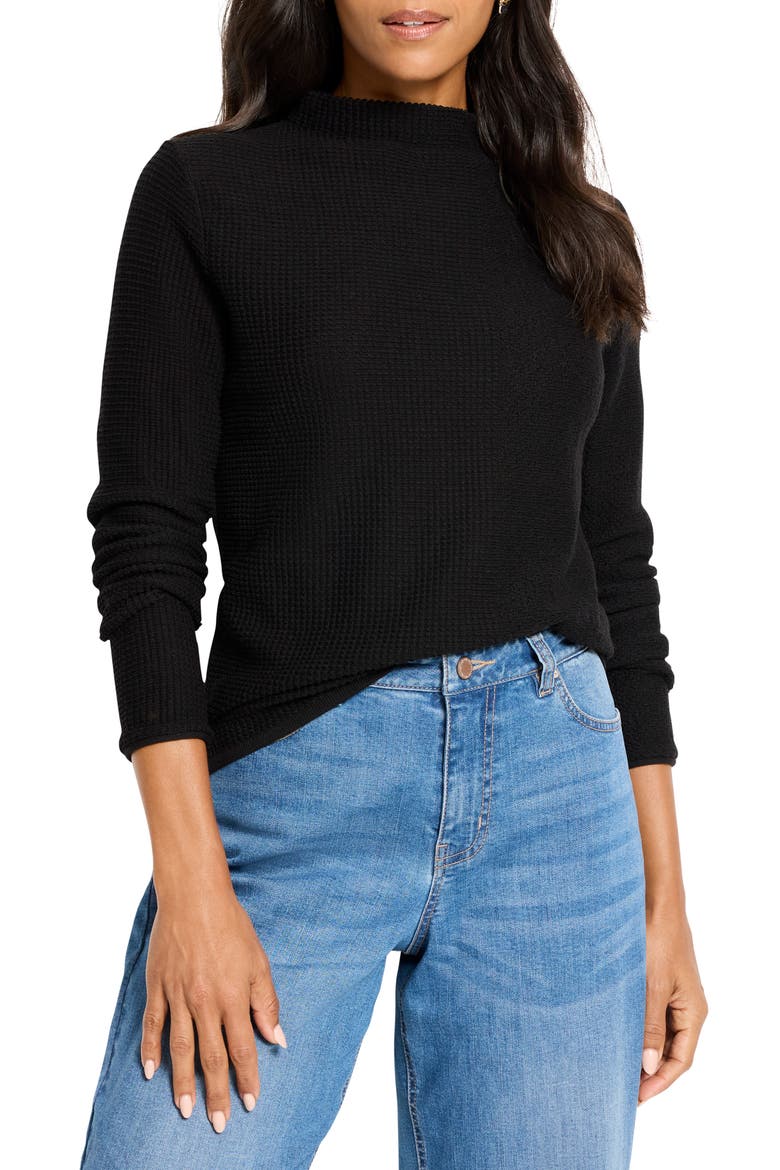 Pixel Mock Neck Sweater, Main, color, BLACK ONYX