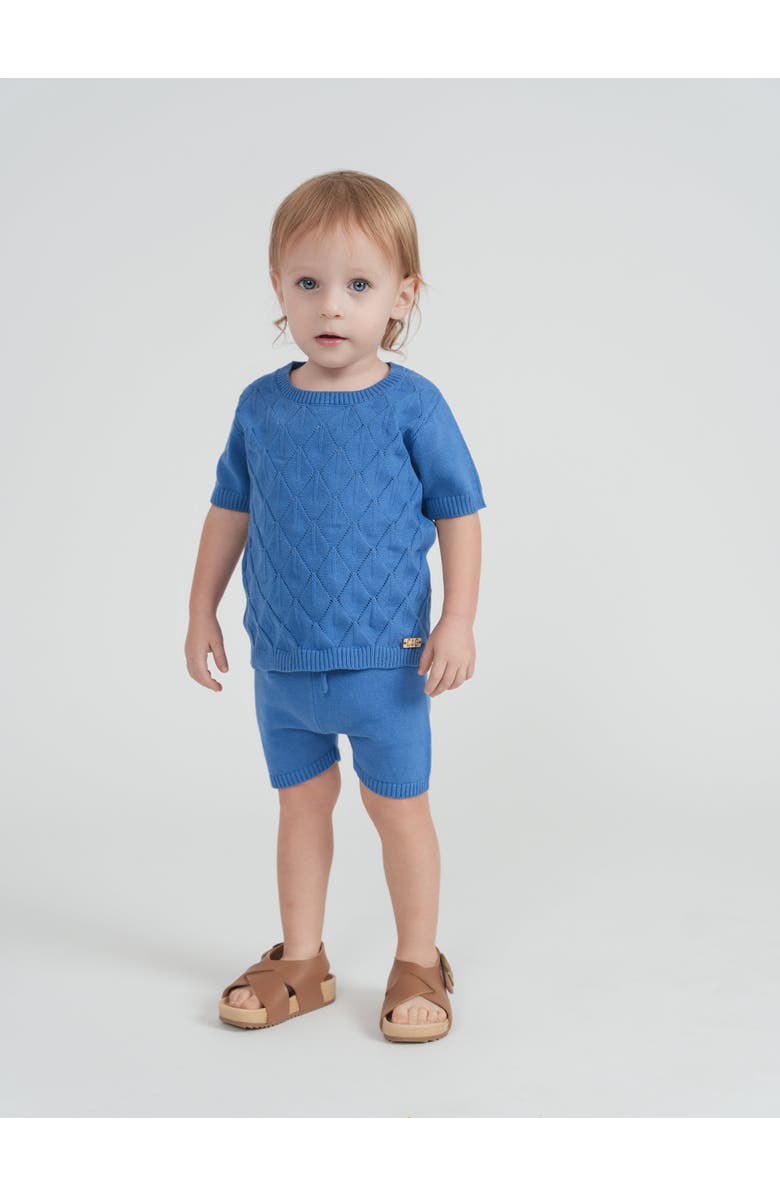 Charlotte & George Diamond Knit 2 Piece Short Sleeve Top and Shorts Set, Alternate, color, River